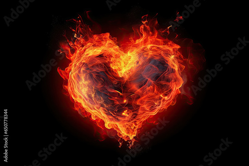 Broken Heart in Fire valentines Sadmess  Generative AI