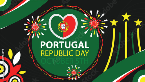Portugal Republic Day vector banner design. Happy Portugal Republic Day modern minimal graphic poster illustration.