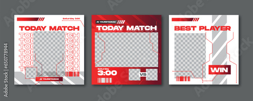 Sport social media post template , Football Match day , Full time , Next match Best player