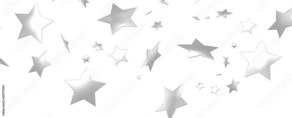 Silver star of confetti. Falling stars on a white background. Illustration of flying shiny stars. Silver star of confetti. Falling stars on a white background. Illustration of flying shiny stars.
