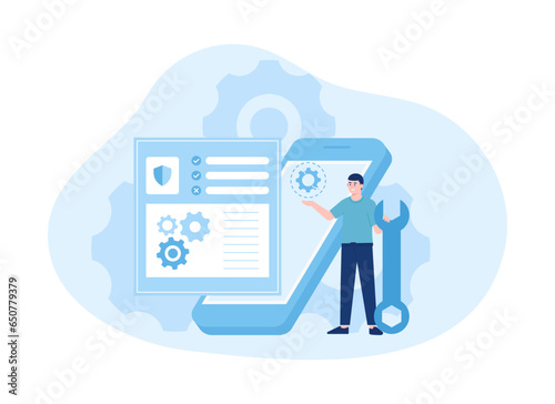 Smartphone repair concept flat illustration