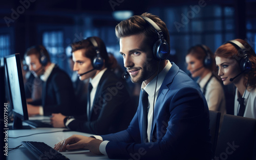 Call center agent, focused ...