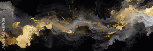 Abstract marbled ink painted painting texture luxury background banner Black gray gold painted © AI Eye