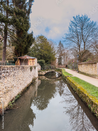 Street view of old village Chevreuse in France photo