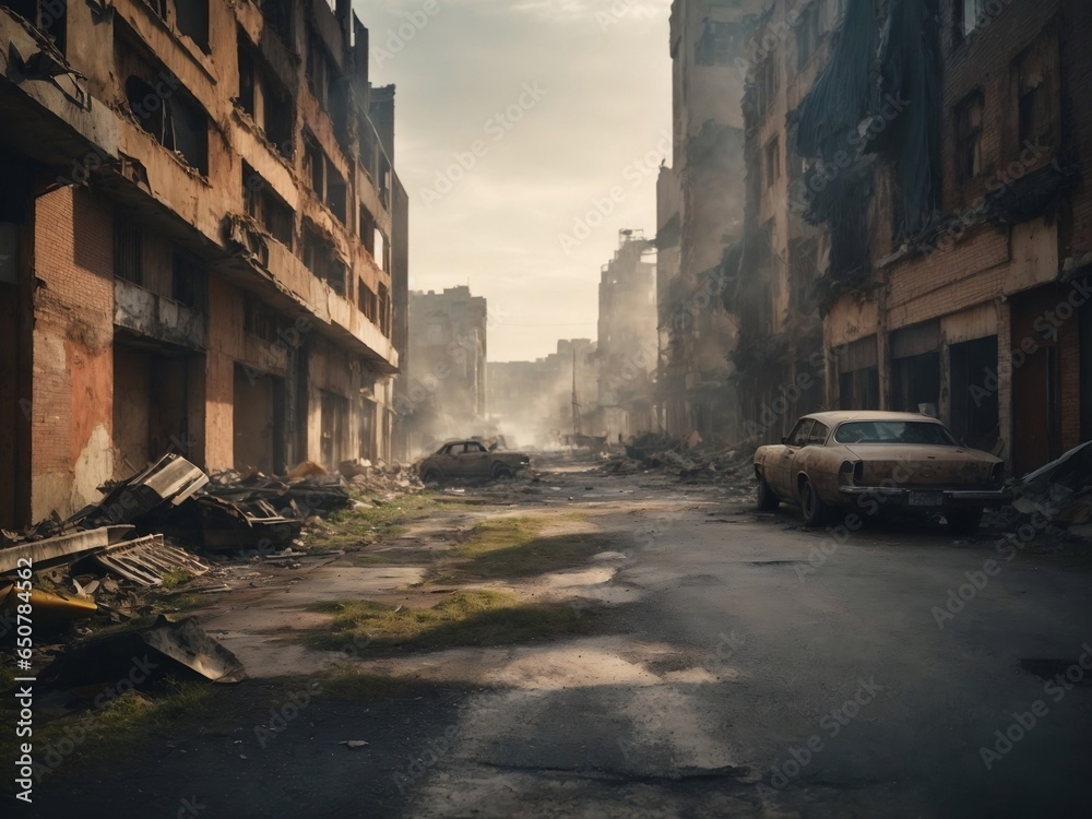 Post  apocalyptic city background