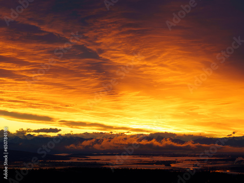 Dramatic sunrise over Fraser Valley, BC. © Andrew