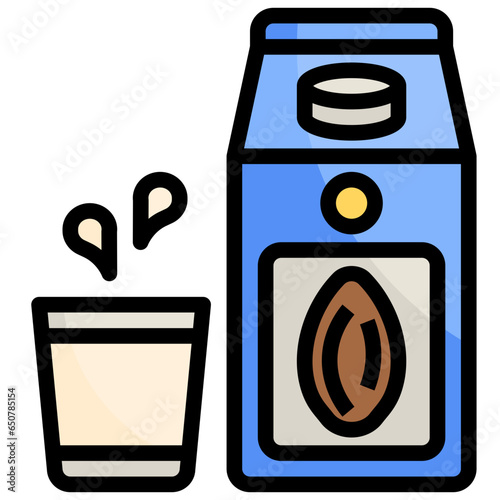 Almond milk filled outline icon,linear,outline,graphic,illustration
