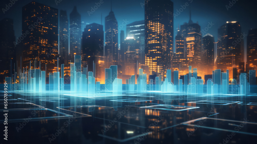 Abstract stock market graphs. Business and financial concepts.City back ground.