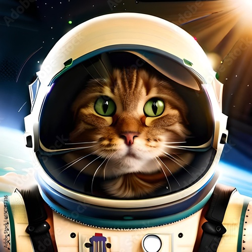 photo image of a cat dressed in an astronauts costume