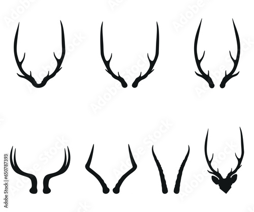 Deer Antlers Silhouette, Vector deer antlers black,
Collection of silhouettes of wild animals - the deer family