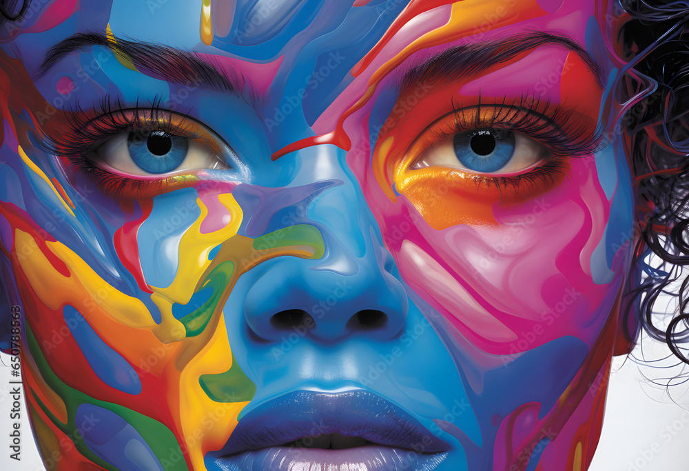 Close up image of a woman's painted face stunning art concept