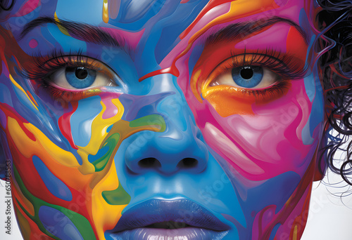 Close up image of a woman's painted face stunning art concept