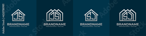 Letter JS and SJ Home Logo Set. Suitable for any business related to house, real estate, construction, interior with JS or SJ initials.