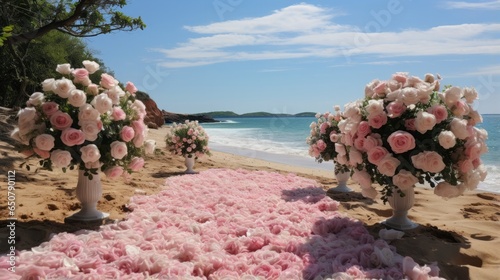 Casal num altar de rosas brancas beira maraltamente realist photo