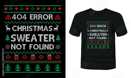 404 error Christmas sweater not found t-shirt design