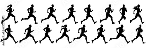 Runner silhouettes set  large pack of vector silhouette design  isolated white background