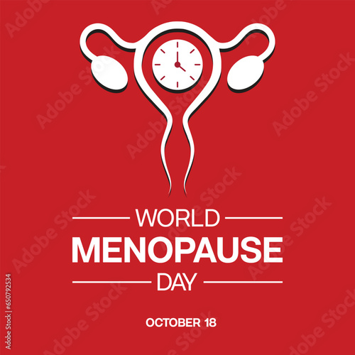 World Menopause Day design with uterus symbol on red background. Vector illustration