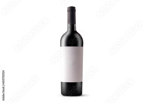 Red wine bottle with blank label on white background. Easily apply your custom design on the label.