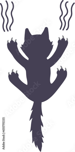 Halloween vector illustration element of back of slipping black cat with scratch. funny, fun and cute background material