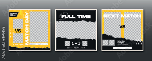 Sport social media post template , Football Match day , Full time , Next match	