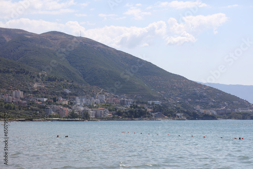 Vlore, Albania, Saturday 26 August 2023 exploring public beaches hunting for sunset beautiful places to swim lungo mare riviera high quality big size instant printings
