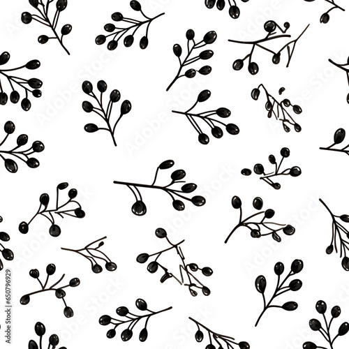 seamless floral pattern,nature,yree,leaf,design black,plant,decoration,Ai generated	 photo