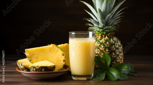 Delicious glass of pineapple juice