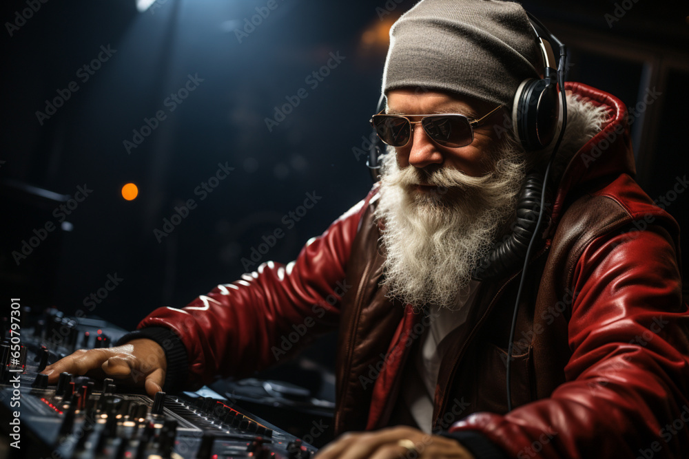 Santa Claus Wishing a Merry Christmas with Lively DJ Music Style