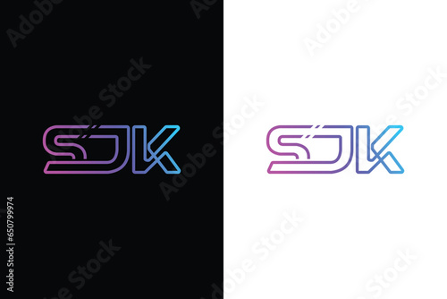 SJK Creative Logo Design, Or SJK Logo design icon with black and white backgound 