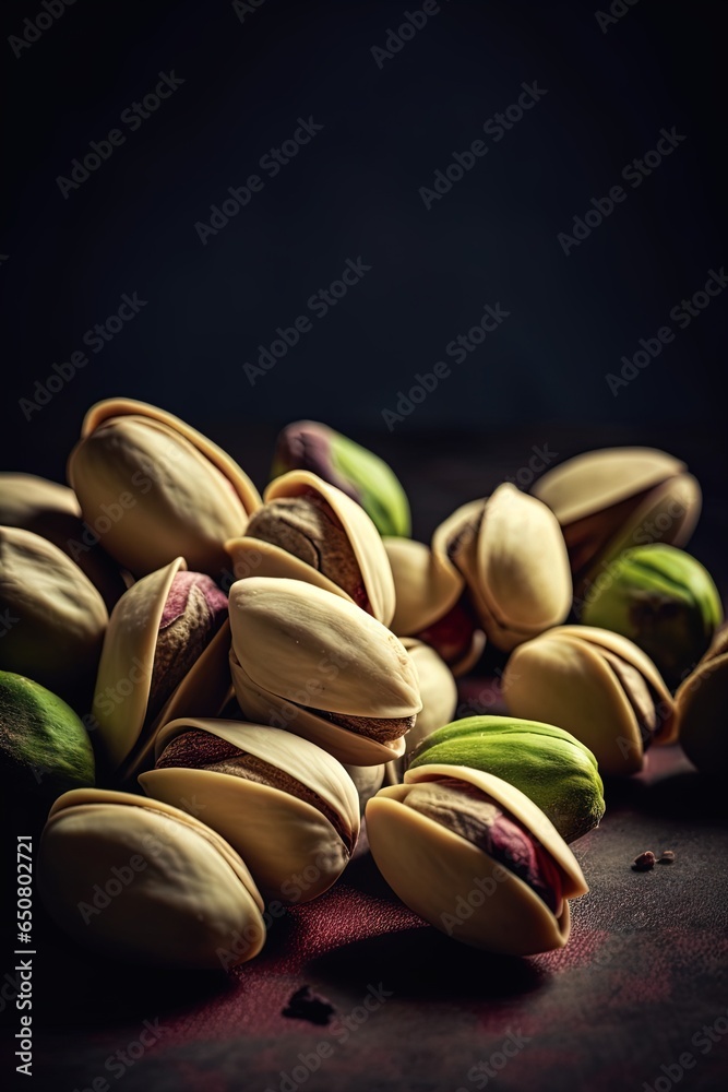 Fresh raw Pistachios isolated on dark background. High ewsolution image Fresh raw Pistachios isolated on dark background. High ewsolution image