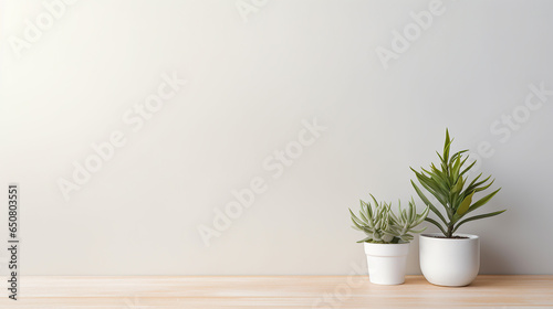 A clean white desk featuring a laptop  notepad  and succulent plant  captured under soft natural light
