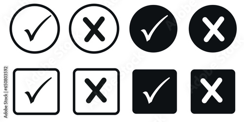 Checkmark cross icon Checkmark icon set. Checkmark right symbol tick sign. Vector illustration for ui, infographic, website, app, web use