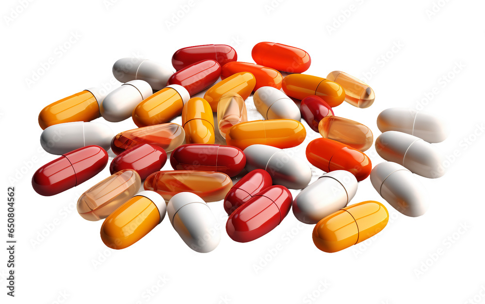Vitamin Capsules Isolated on a Transparent Background PNG. Generative AI