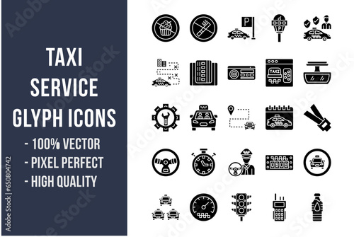 Taxi Service Glyph Icons