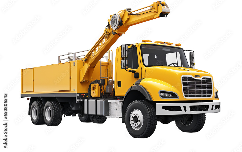 Cherry Picker Truck Isolated on a Transparent Background PNG. Generative AI