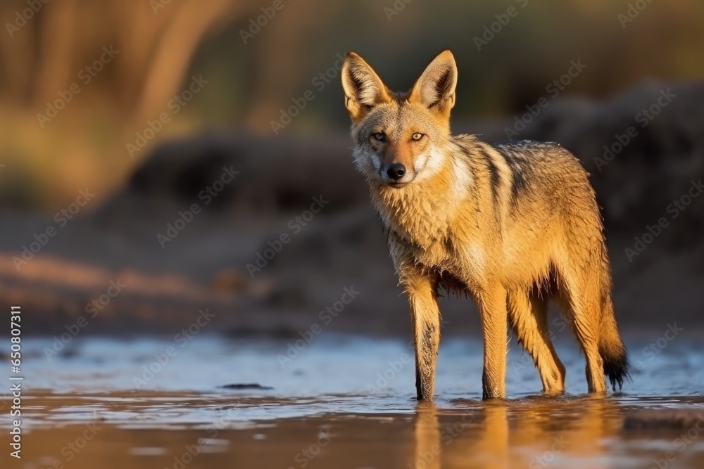 Fototapeta premium A small animal on the water's surface, captured up close