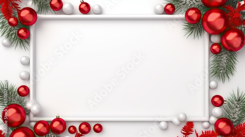 Christmas mock up composition. Blank photo frame with decoration