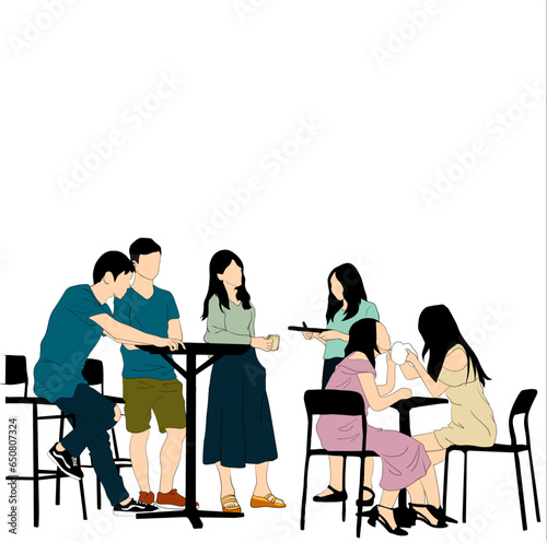vector illustration of people gathering, suitable for promotional designs for cafes or hangout places