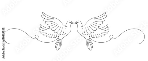 White dove line art style. symbol of love and peace.