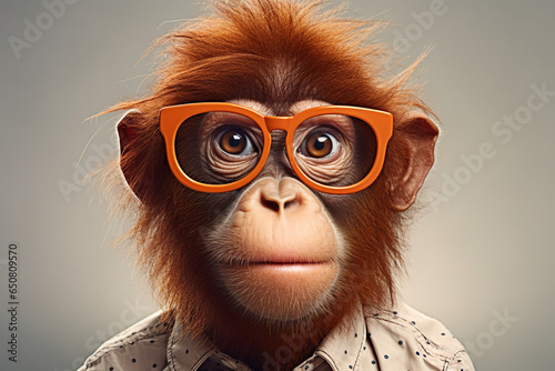 cute monkey wearing glasses