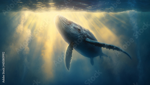 big whale in the sea. Generative AI, photo