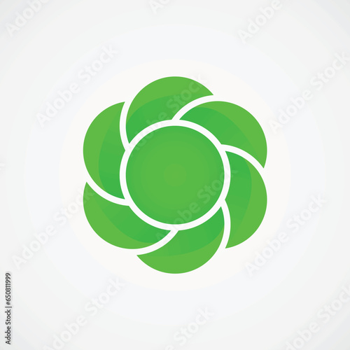 Green Windmill Flower Logo Vector Ilustration