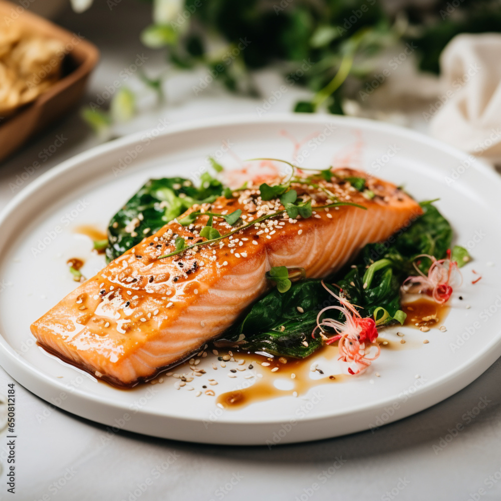 Honey Garlic Soy Glazed Salmon recipe . Charming fest, generative ai Honey Garlic Soy Glazed Salmon recipe . Charming fest, generative ai