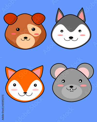 set of funny cartoon cats