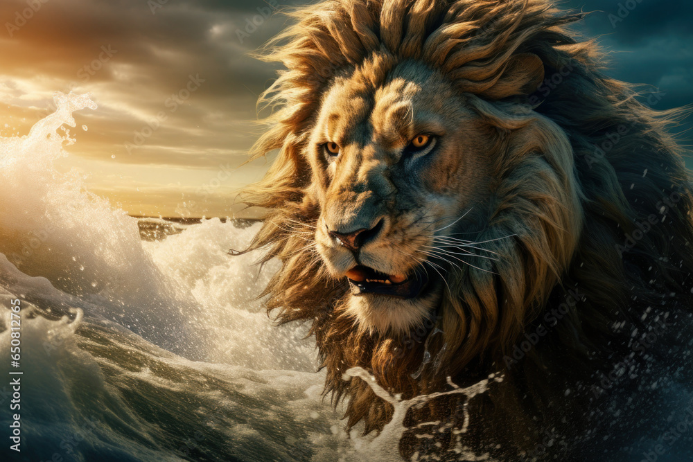 A powerful lion the beast symbolizing the Babylonian empire in the book ...