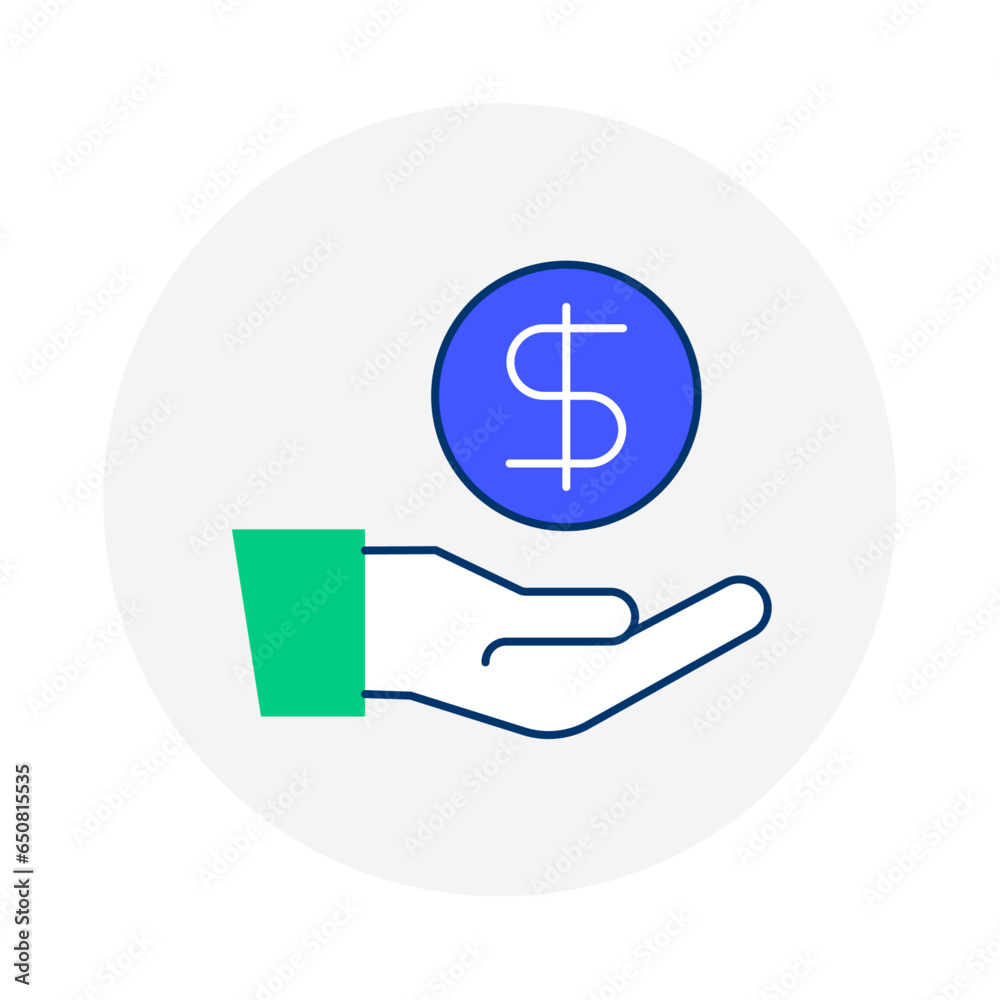 Hand with Dollar Sign: Managing Wealth and Financial Success. Hand with Dollar Sign: Managing Wealth and Financial Success.