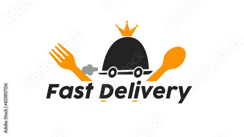 Vector logo of food delivery, courier delivery