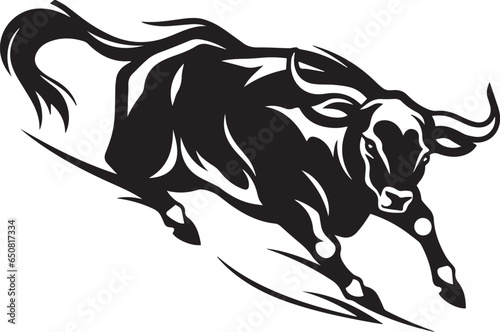 bull running Logo Monochrome Design Style