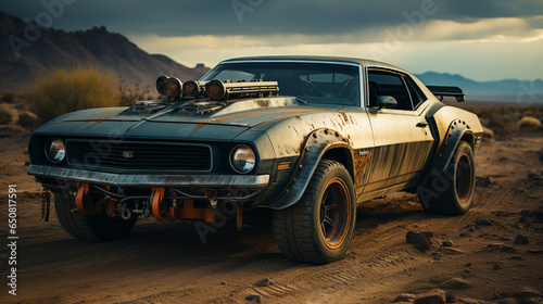 Muscle Car Roaming the Post-Apocalyptic Desert Wasteland © Wemerson