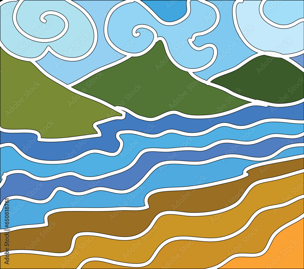 mountain landscape vector, Abstract art of landscape
